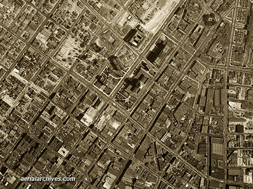 historical aerial photograph downtown Los Angeles, California, AHLV3275