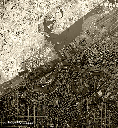 historical aerial photograph  downtown Cleveland Ohio AHLV3422